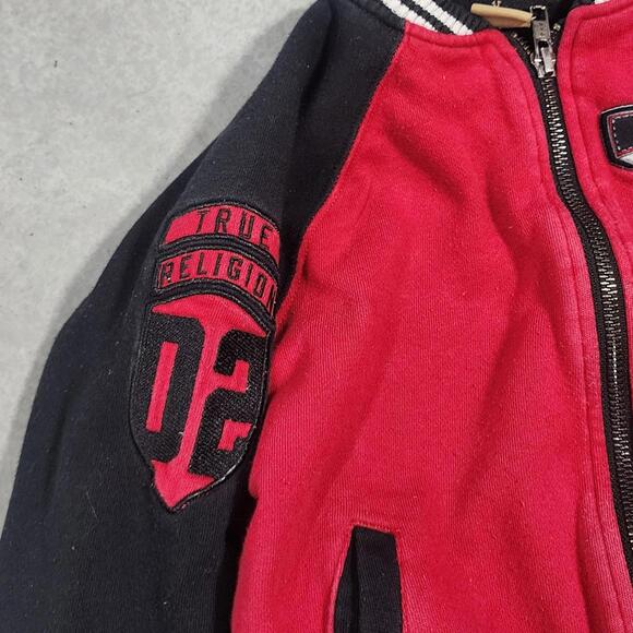True Religion Red and Black Letterman Jacket Size 4T - Picture 4 of 7